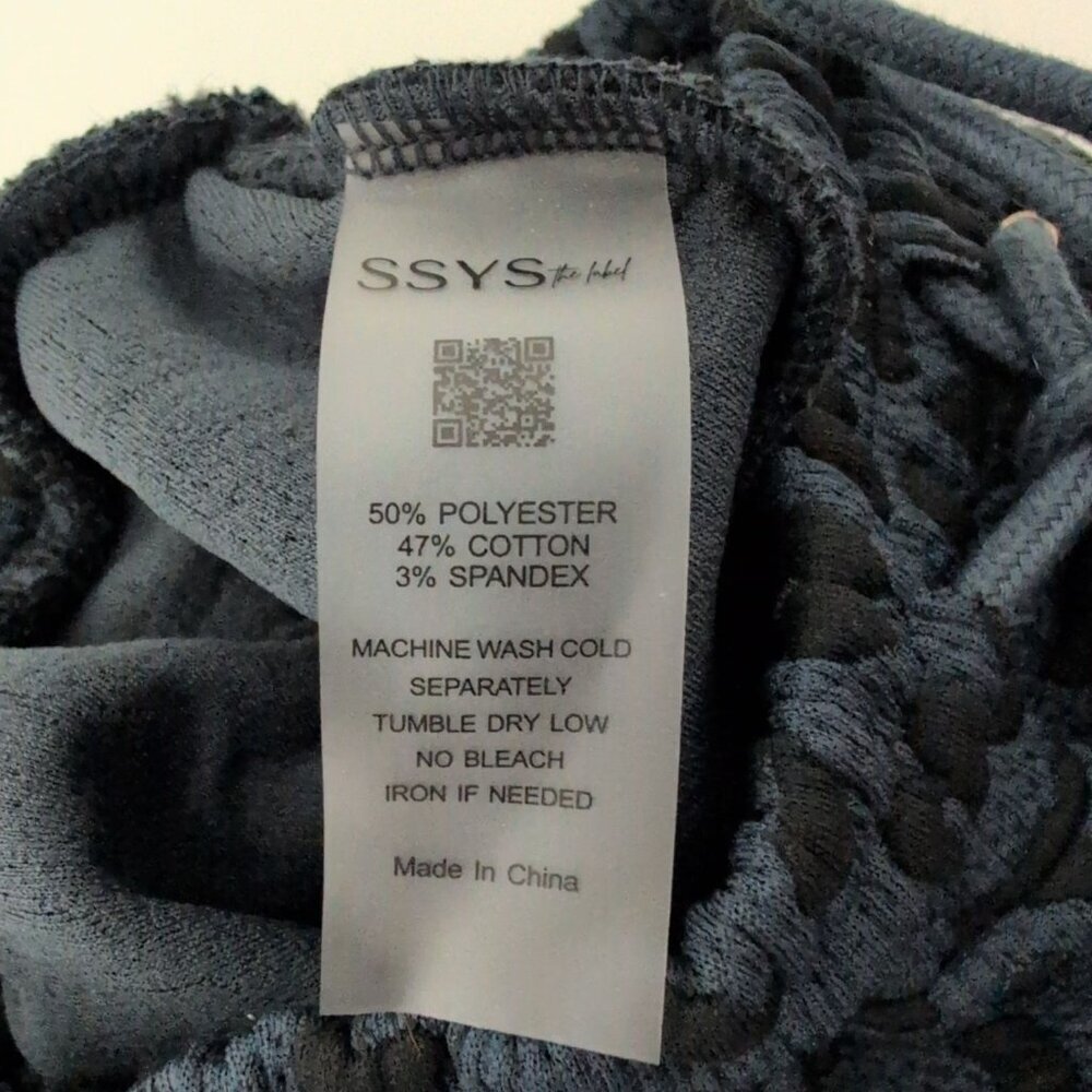SSYS the Label Leopard Crop Pants Womens Size Medium Blue Wide Leg Drawstring - Picture 7 of 9